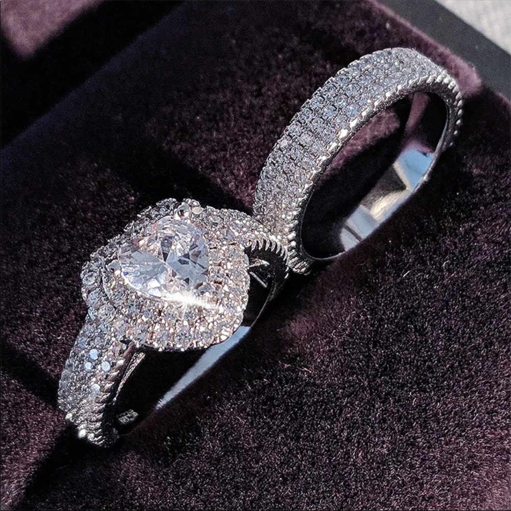 New 925 Silver Romantic Set Diamond Ring - Picture 3 of 5